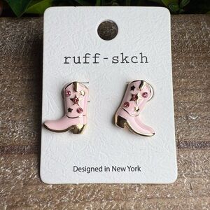 Ruff-skch Pink Cowboy Boot Earrings